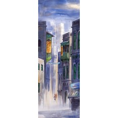 G. N. Qazi, 12 x 36 inch, Acrylic on Canvas, Cityscape Painting, AC-GNQ-087